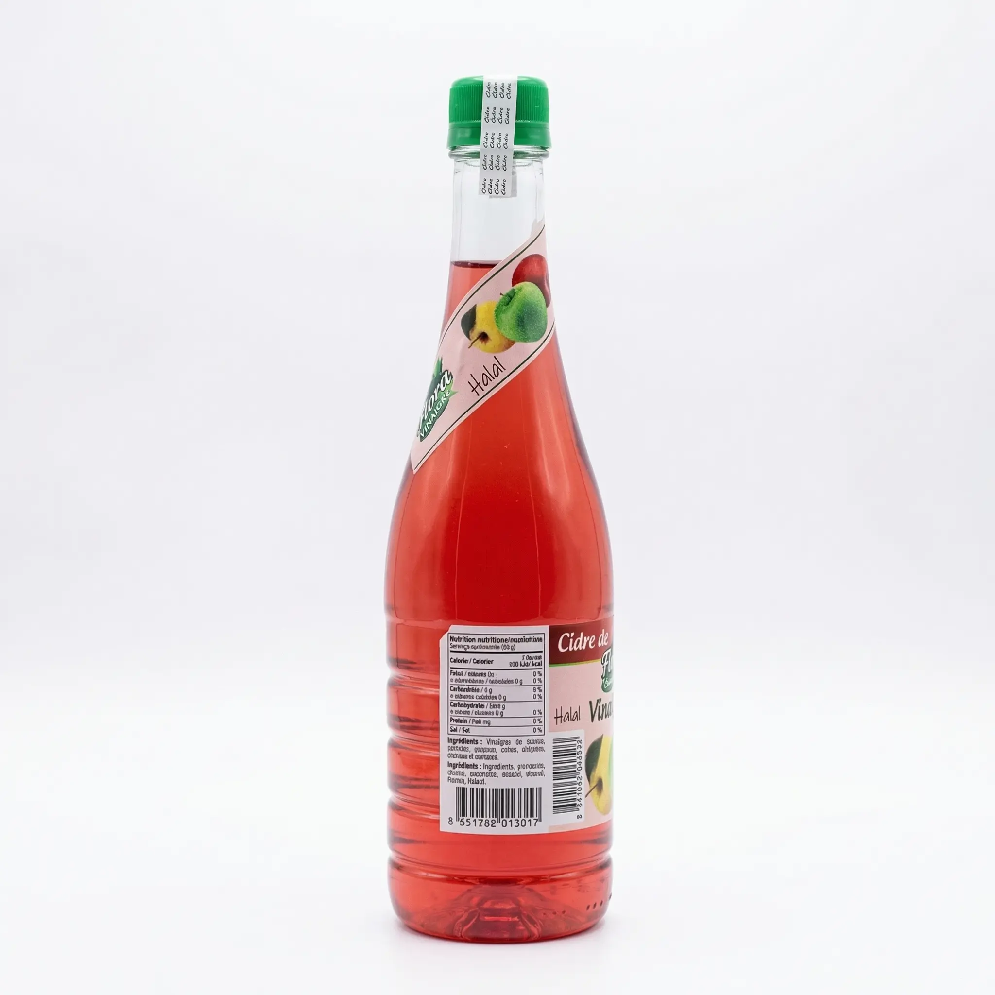 Profil latéral bouteille Flora cidre 75cl étiquette détaillée